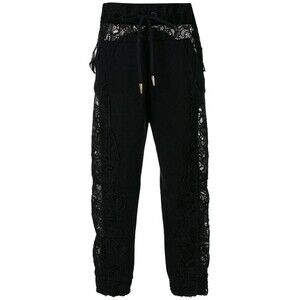Andrea Bogosian Track Pants NWT Black Lace Suzanne Trousers Retail $477 Size S